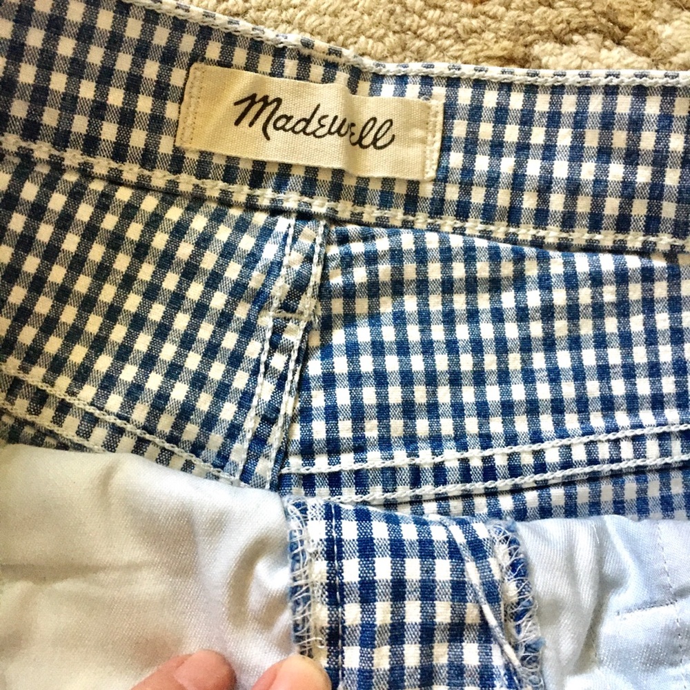 Madewell high rise denim blue white gingham short size 27 - Picture 3 of 8